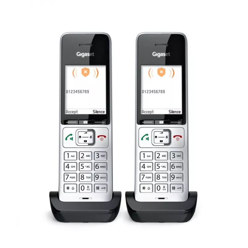 Gigaset COMFORT 500HX duo Analoginis/DECT telefonas su skambučio numerio atpažinimu, juodas, sidabrinis
