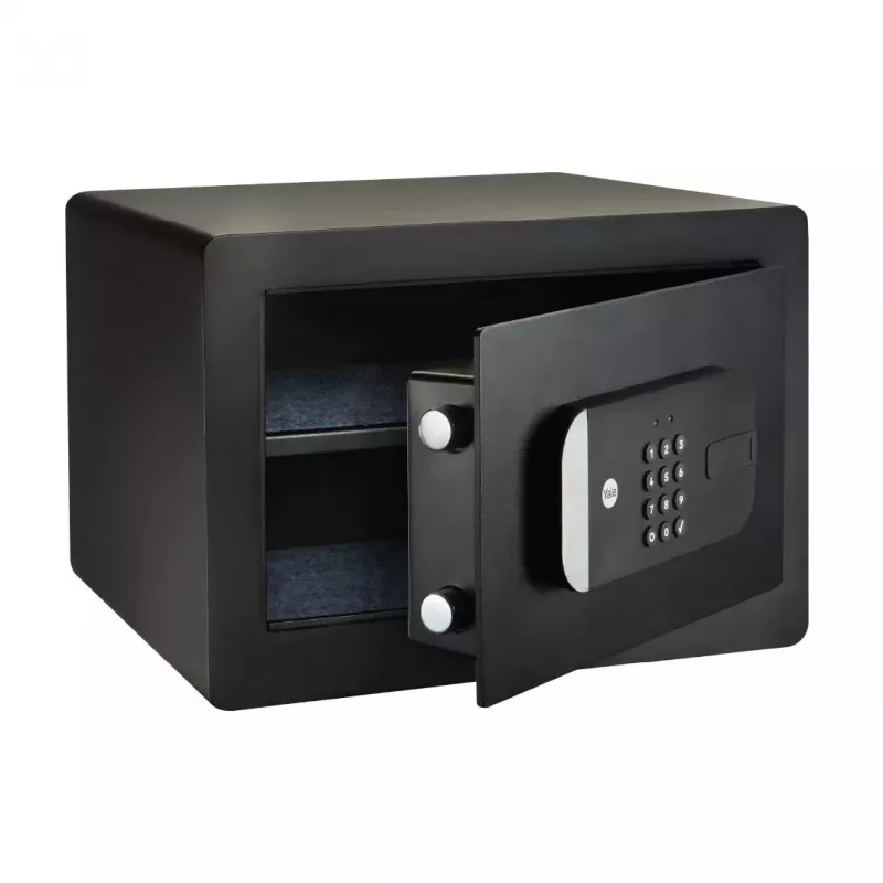 Laisvai pastatomas seifas Yale YSS/250/EB1 — elektroninis ir raktinis užraktas, juodas, 250×300×350 mm