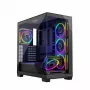 PC korpusas MODECOM Volcano Stellar 5F ATX Midi Tower, grūdintas stiklas, 5 iš anksto sumontuoti ventiliatoriai, USB‑C, palaiko microATX/ATX, maks. GPU 420 mm, CPU aušintuvo aukštis 175 mm