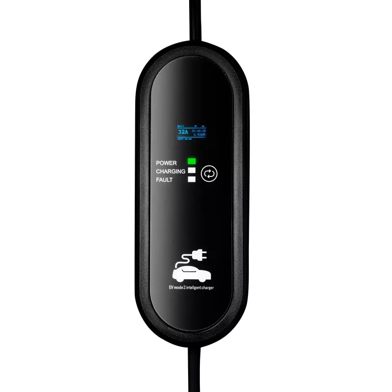 Akyga AK-EC-24 nešiojamas elektromobilio įkroviklis, GB/T, CEE 5 kontaktų kištukas, trifazis, 32 A, 22 kW, LCD, 5 m