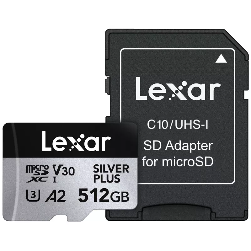 Flash atmintinė Lexar 512 GB UHS-I microSDXC Sidabrinė PLUS