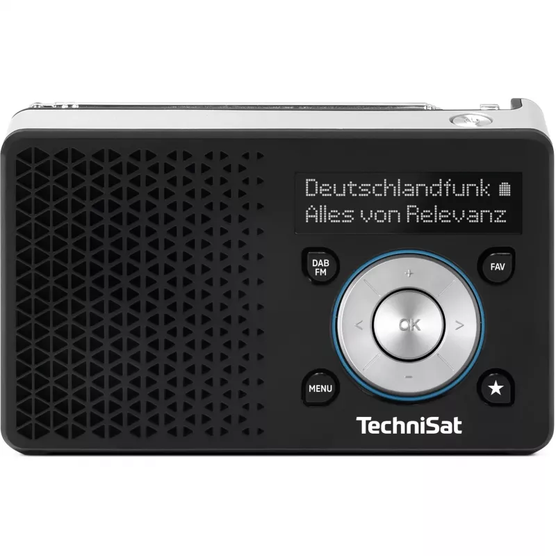 Nešiojamasis radijas TECHNISAT DIGITRADIO 1 A — DAB+/FM, OLED ekranas, USB-C, 3.5 mm ausinės, 1 W, juoda/sidabrinė