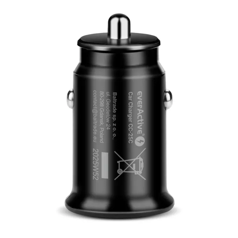 Automobilinis kroviklis everActive CC-25C 2x USB-A + USB-C, 12W, automobilinis USB maitinimo adapteris
