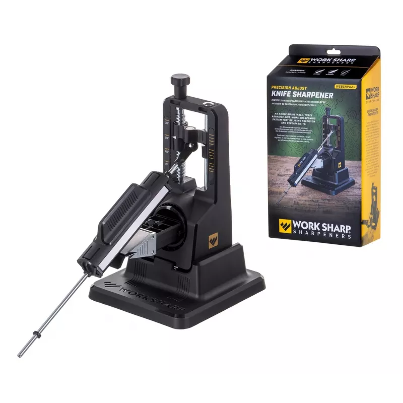 Peilių galąstuvas Work Sharp Precision Adjust 09DX164 reguliuojamas kampas su keraminio šlifavimo strypu, deimantinėmis plokštelėmis, juodas, 243,8×165,1×143,3 mm