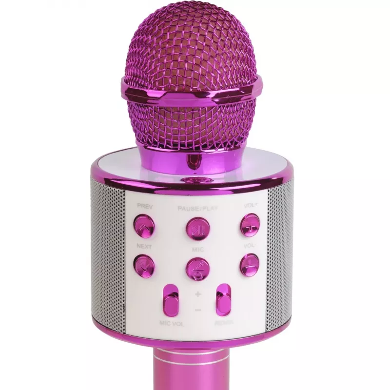 Karaokės mikrofonas Denver KMS-20P rožinis laidinis belaidis Bluetooth 3,5 mm
