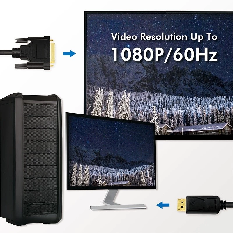 Vaizdo kabelio adapteris LogiLink CV0131 2m DisplayPort DVI juodas
