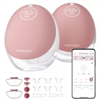 Momcozy M9 dvigubas elektrinis krūties siurblys raudonas, 150 ml