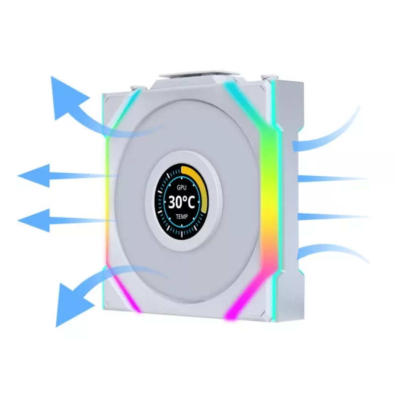 Ventiliatorius Lian Li UNI FAN SL Wireless LCD 120 12 cm Baltas 31 dB 51,45 cfm