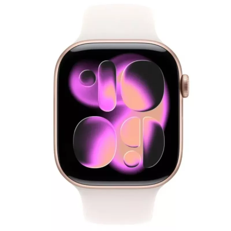 Apple Watch Series 11 GPS 46mm rožinio aukso aliuminio korpusas su šviesiai rožiniu sportiniu dirželiu S/M