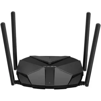 Stalinis maršruto parinktuvas MERCUSYS MR85X AX3000 Dviejų dažnių Wi‑Fi 6, 3000 Mbps, 4 antenos, 3 Gigabit LAN prievadai, juodas