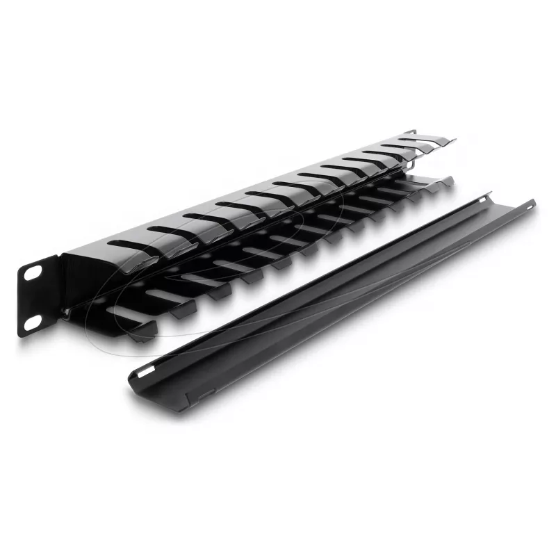 Patch panel DELOCK 67628 1U, juodas nailonas, 483 mm gylis, 70x44,5 mm