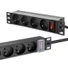 Qoltec aliumininis PDU 10'' stelui | 1U | 16A | 4xPRANCŪZIŠKI | 1,8 m
