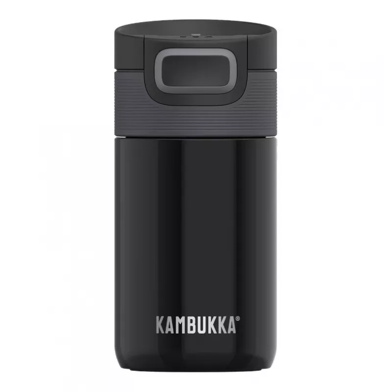 Termo puodelis Kambukka Etna 300 ml Pitch Juoda — izoliuotas kelioninis puodelis, nerūdijantis plienas, nepralaidus, 300 ml