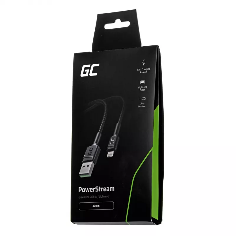 Green Cell KABGC24 „Lightning“ kabelis 0.3 m Juodas
