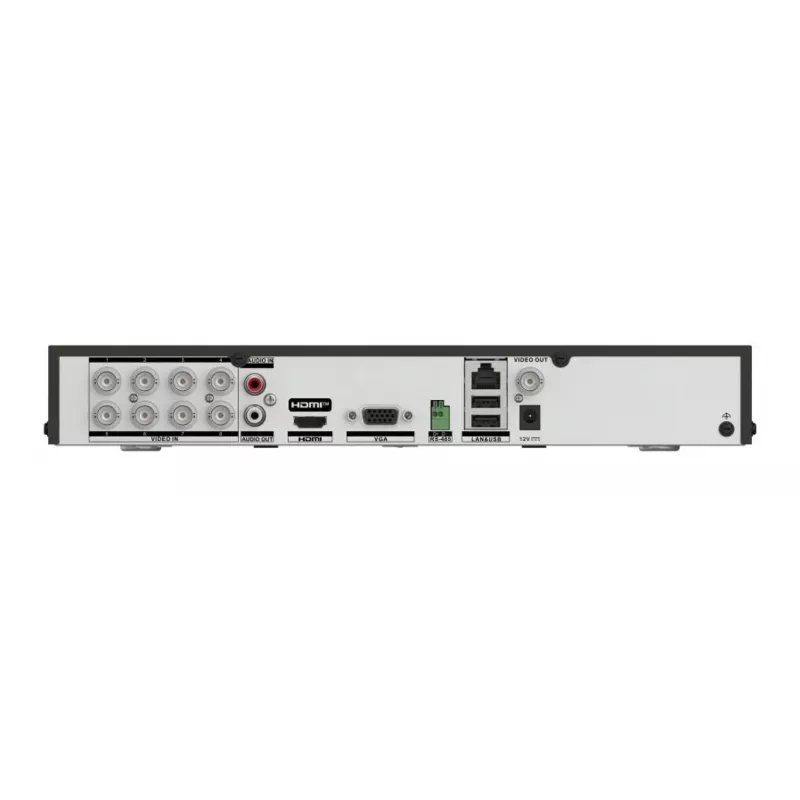 DVR Hikvision Pro serijos 8 kanalų 5 MP 1U H.265 AcuSense, 8 įėjimai, Gigabit Ethernet, 12 TB HDD, 12 V, 24 W