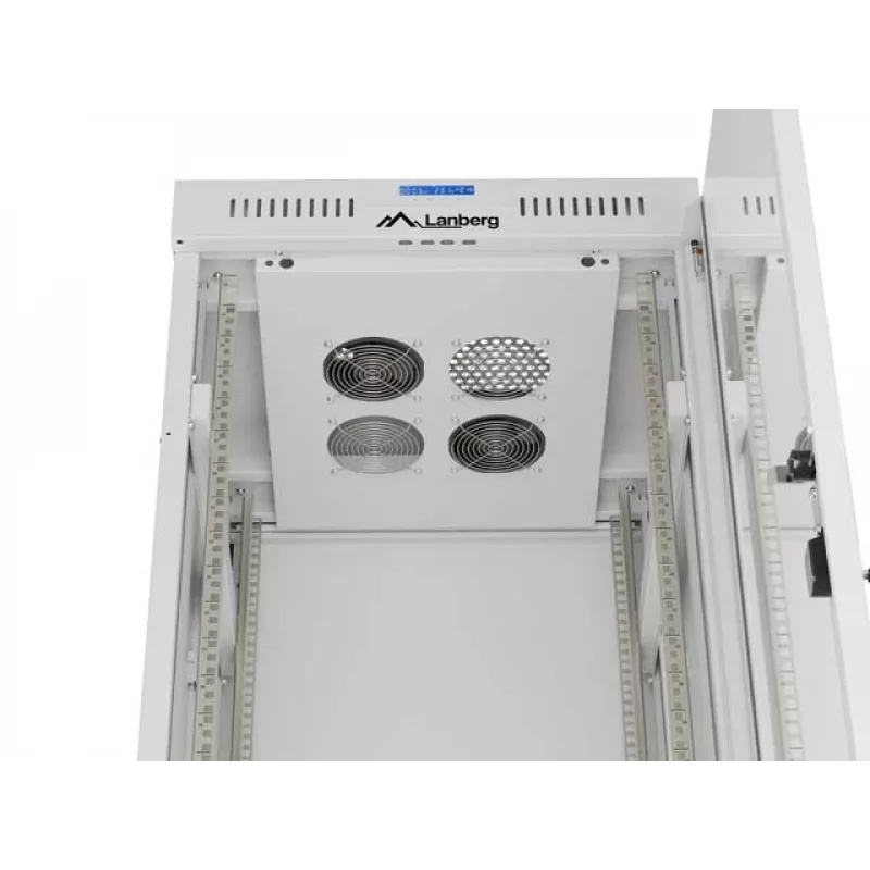LANBERG 19 colių 32U stovintis stovas-spinta 600×600 mm pilka su perforuotomis durimis ir LCD (plokščia pakuotė)