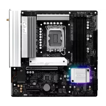 Pagrindinė plokštė ASRock B860M Pro RS WiFi — Intel B860, LGA 1851, micro ATX, DDR5, 4 DIMM, 3x M.2, 2.5Gb LAN, Wi‑Fi, Bluetooth
