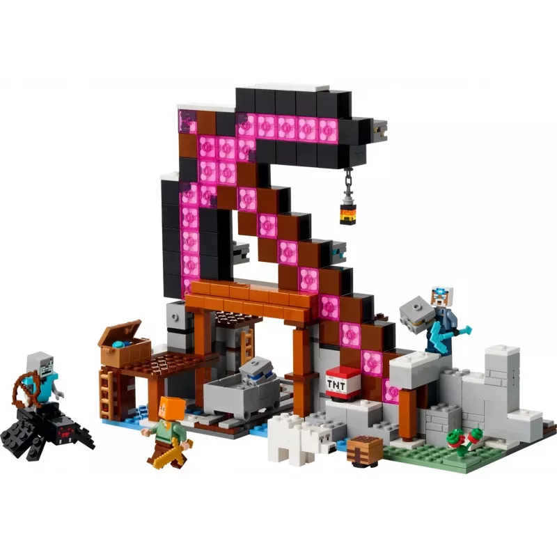 Konstruktorius LEGO Minecraft The Pickaxe Mine rinkinys 21277 — 530 dalių, 3 minifigūrėlės, amžius 8+
