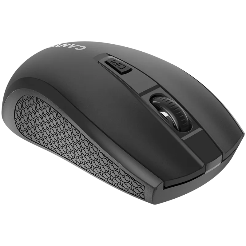 CANYON MW-7, 2,4 GHz belaidė pelė, 6 mygtukai, DPI 800/1200/1600, su 1 AA baterija, dydis 110*60*37 mm, 58 g, juoda