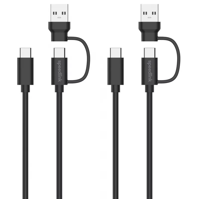 USB 3.2 Gen 1 (3.1 Gen 1) laidas Speedlink SL-460101-BK, 3 m, USB A/USB C į USB C, juodas