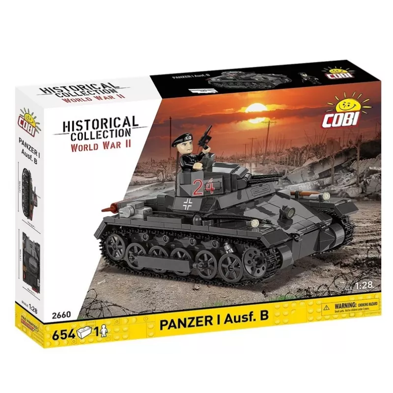 Statybinis rinkinys Cobi Panzer I Ausf. B – 654 detalės, detalus tanko modelio rinkinys