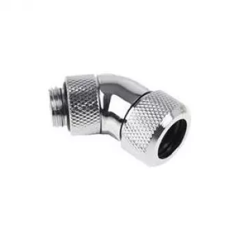 Alphacool Eiszapfen 13mm HardTube įsukama jungtis 45° pasukama G1/4 - Chromuota (17406)