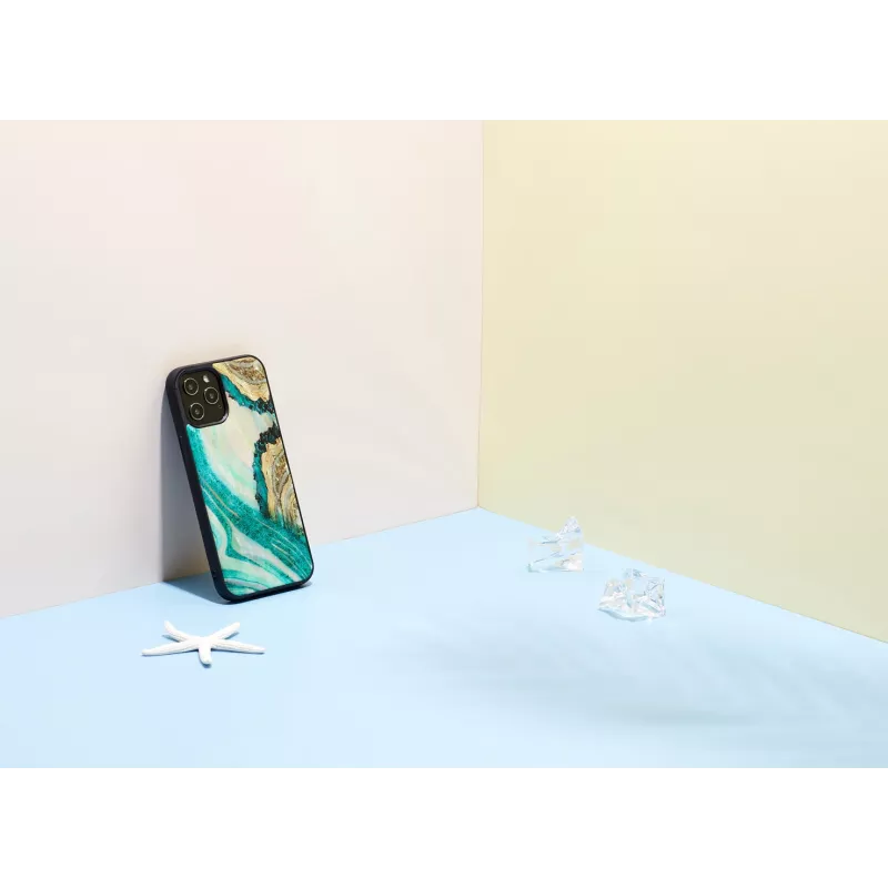 Apsauginis iKins dėklas Apple iPhone 12 Pro Max — akvamarino agato dizainas