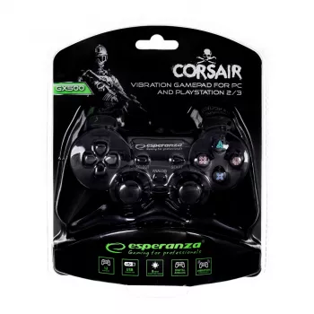 Esperanza EG106 žaidimų valdiklis, vairalazdė, PC, PlayStation 2, PlayStation 3, analoginis / skaitmeninis, USB 2.0, juodas