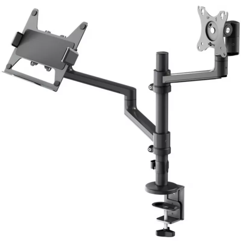 Monitoriaus laikiklis WENTRONIC Goobay Deluxe 74417 su nešiojamojo kompiuterio ranka, juodas