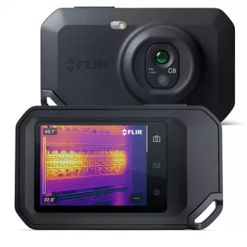 Termovizorinė kamera FLIR C8, 320×240 px terminis jutiklis, 3,5 colio LCD jutiklinis ekranas, -20–450 °C, IP54, USB-C, 5 MP regimoji kamera