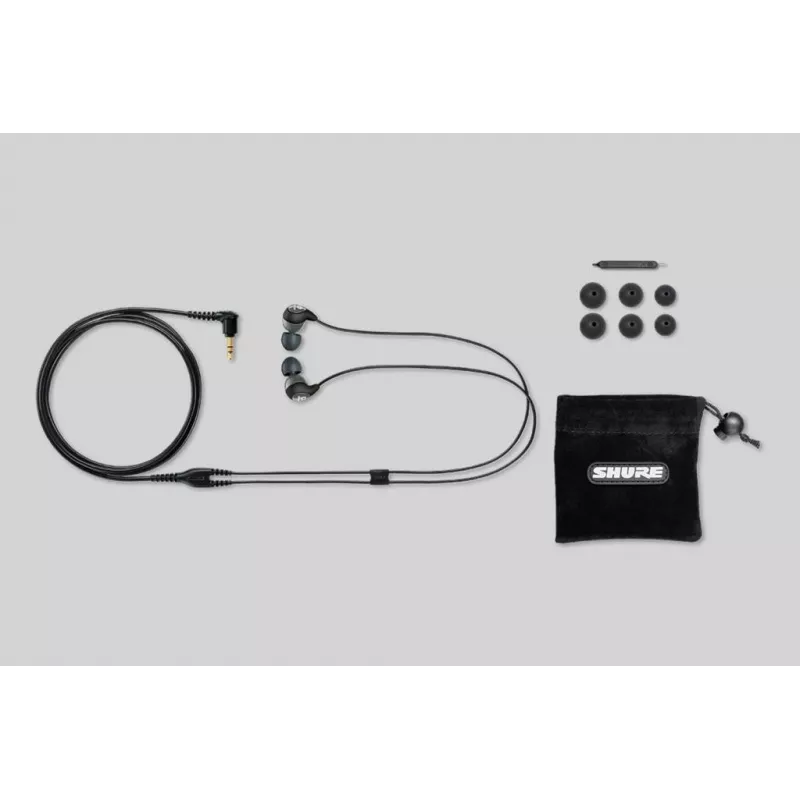 Shure SE112-GR laidinės ausinės į ausį, skirtos skambučiams/muzikai, juodos, pilkos