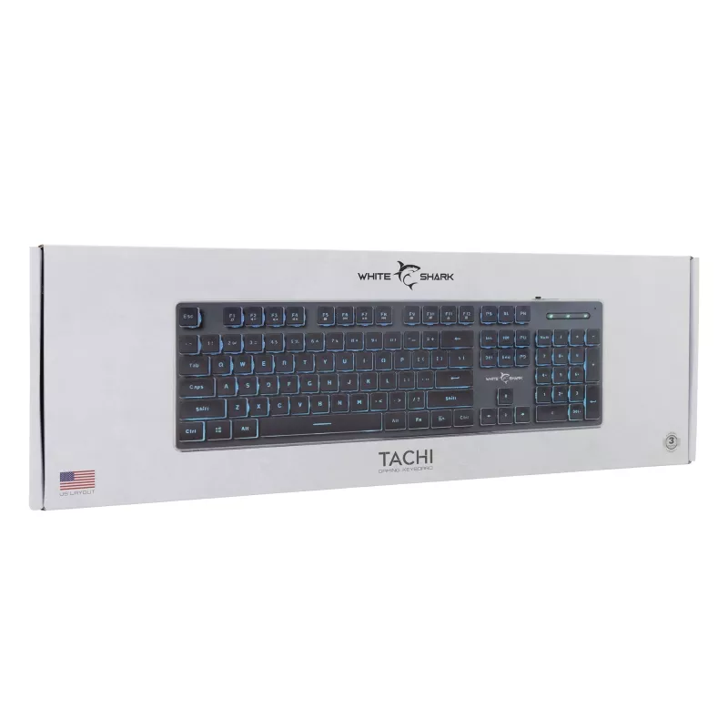 Mechaninė žaidimų klaviatūra White Shark Tachi Juoda US išdėstymas RGB apšvietimas