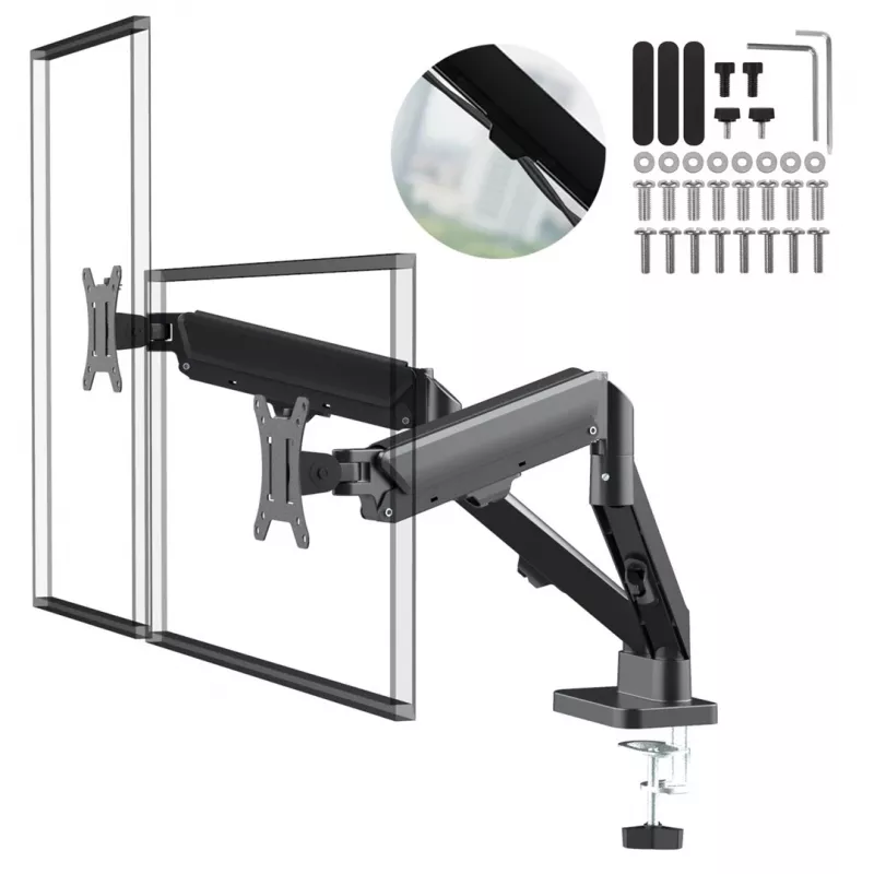 Maclean 2 monitor mount, gas spring, 17-32, 2-10kg, Juoda, MC-134