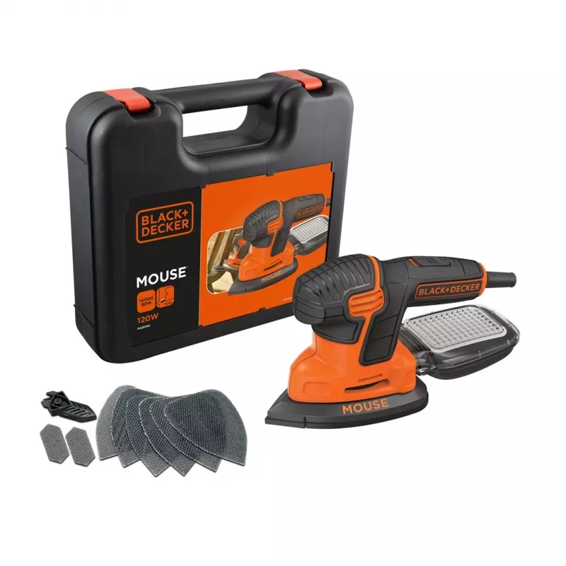 Portable sander Juoda & Decker KA2500K-QS, 120 W, 2 mm orbit, 135×95 mm sheet, 230 V, 2 m kabelis