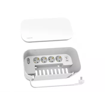 LogiLink Outlet Strip LPS281U 4 apsauginiai lizdai 2 USB-A 1 USB-C balta