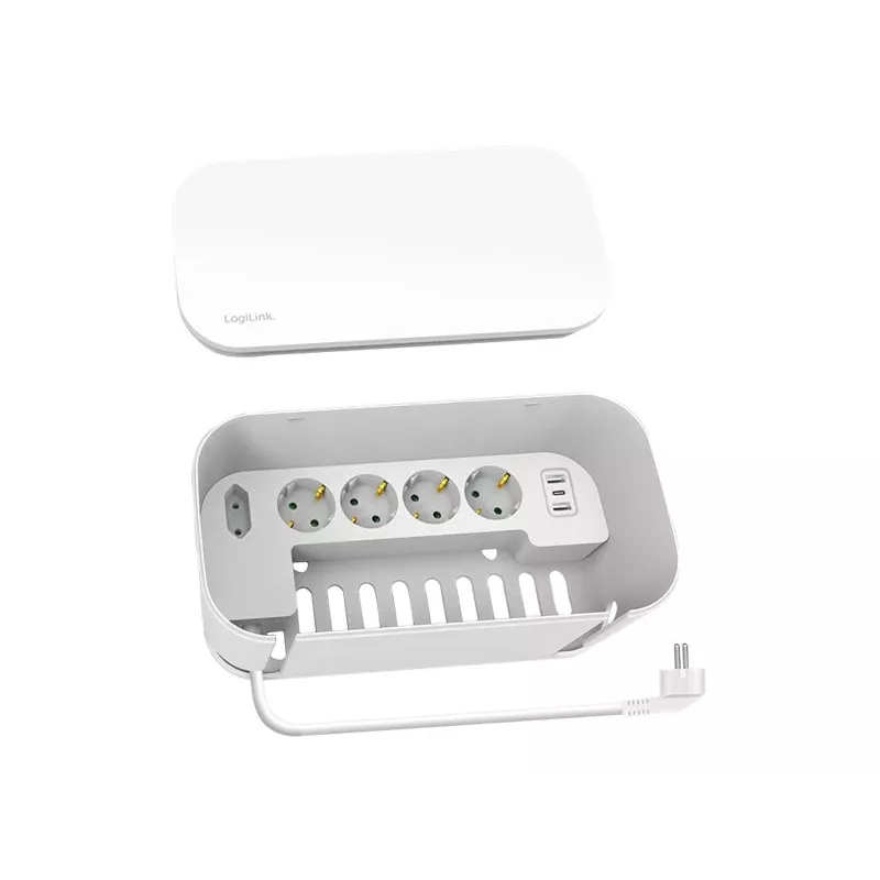 LogiLink Outlet Strip LPS281U 4 apsauginiai lizdai 2 USB-A 1 USB-C balta