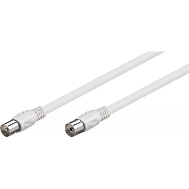 Goobay antenos kabelis (A klasė, >85 dB), 2x ekranuotas, 2 m, baltas - bendraašis kištukas > bendraašis lizdas (visiškai ekranuotas) (66614)