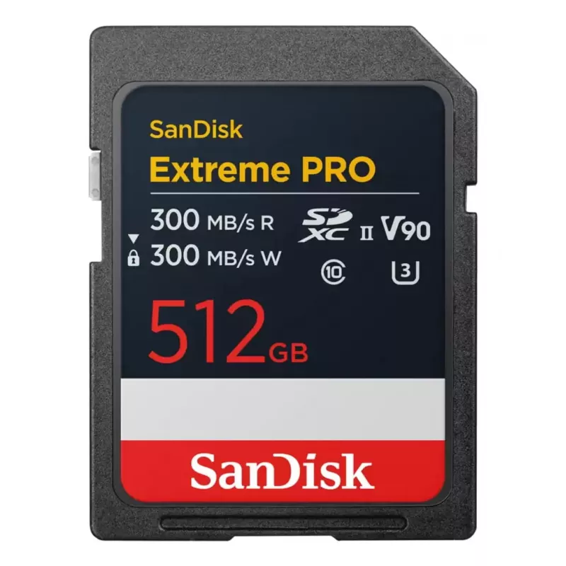 SanDisk Extreme Pro - Flash Memory Card - 512 GB - Video Class V90 / UHS-II U3 / Class10 - SDXC UHS-II