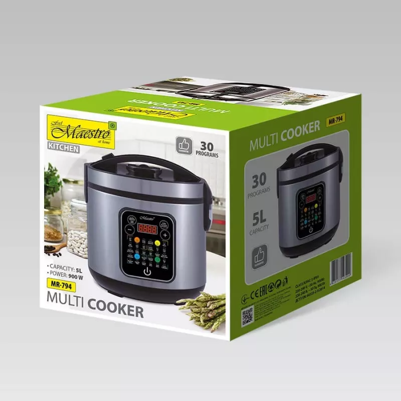 Maestro MR-794 multivarkė 5 L 900 W juoda, satininio plieno