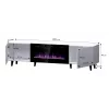 TV spintelė Cama Meble PAFOS EF su elektriniu židiniu 180×42×49 cm, balta matinė