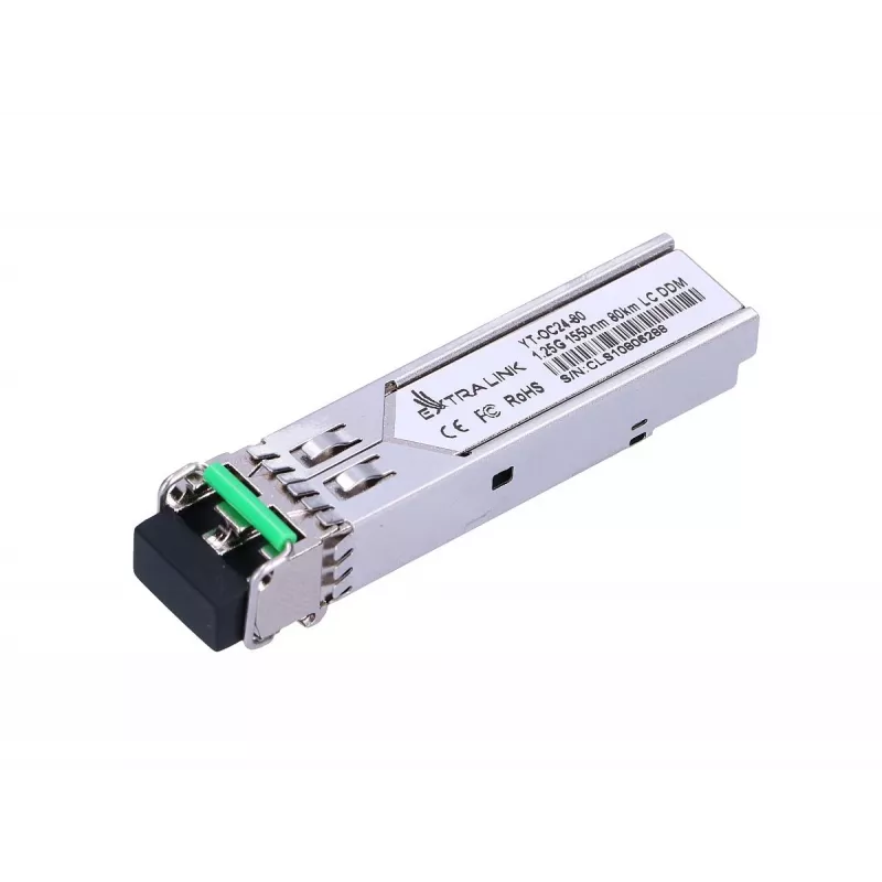 SFP šviesolaidinis siųstuvas-imtuvas Extralink EX.8024 — 1,25 Gbps, vienmodis 1550 nm, LC/UPC, 80 km, DOM