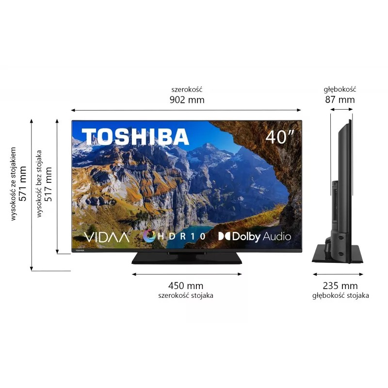 Toshiba 40LV3563DG TV 101.6 cm (40 colių) Full HD Smart TV Juoda 250 cd/m²