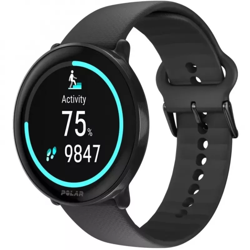 Polar Ignite 3 – Sportinis laikrodis su dirželiu – Silikoninis – Dirželio dydis: S/L – Ekranas 3,3 cm (1,28 col.) – 32 MB – Bluetooth – 35 g – Naktinė juoda (900106234)
