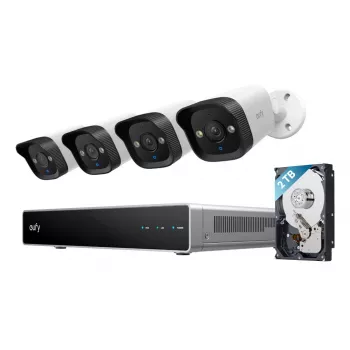 NVR apsaugos įrašymo įrenginys Eufy E40 — 8 kanalų 4K įvestis, 2 TB HDD (išplečiama iki 16 TB), juoda/pilka/baltas