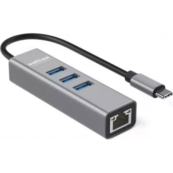 ROLINE USB Type C - Gigabit Ethernet Converter+ Hub 3x - Digital/Data (12.02.1127)