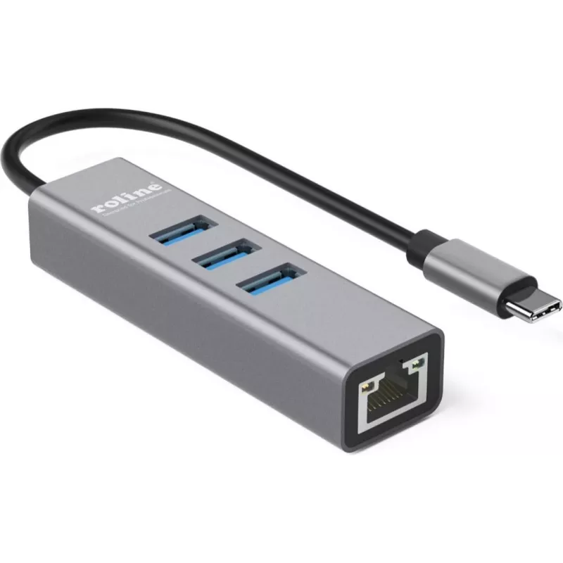 ROLINE USB Type C - Gigabit Ethernet Converter+ Hub 3x - Digital/Data (12.02.1127)