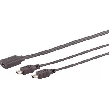 USB laidas S/CONN 13-20022 USB 2.0 0,3 m USB C 2x Mini-USB B juodas
