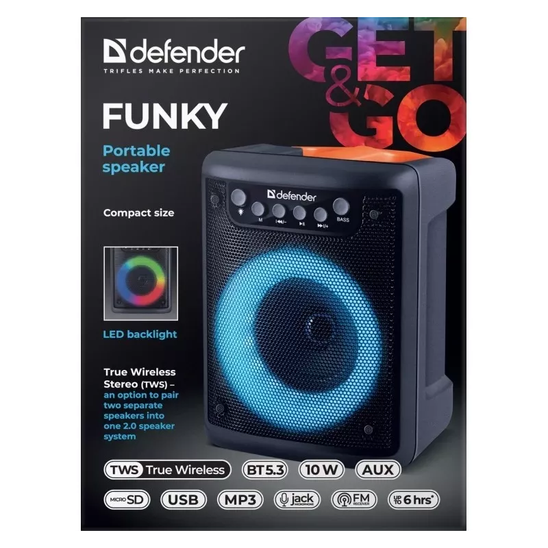 „Bluetooth“ garsiakalbis FUNKY 10W, 65053, DEFENDER