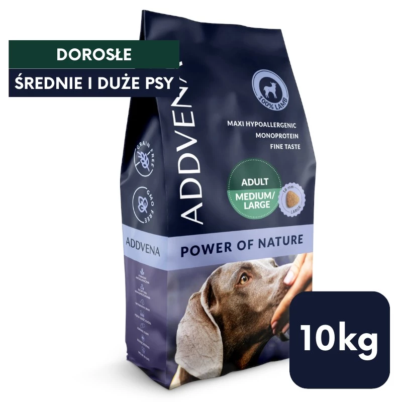 ADDVENA Power of Nature Adult Medium/Large Lamb - sausas šunų maistas - 10kg