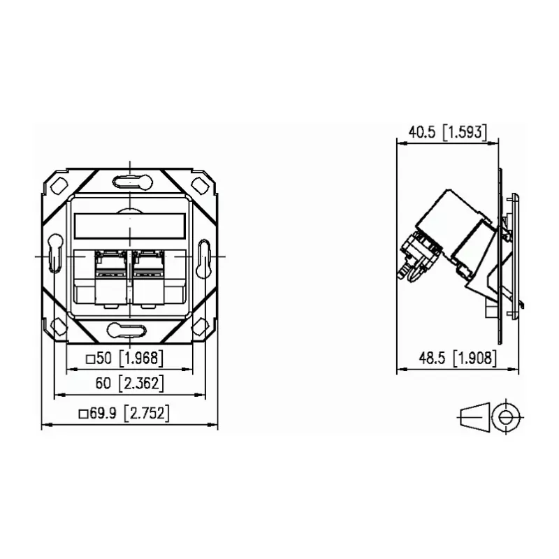 METZ CONNECT 130B12D21102-E - RJ-45 - 6a - -40 - 70 °C - Balta - akrilnitrilo butadieno stireno (ABS) - cinko - GHMT - CE